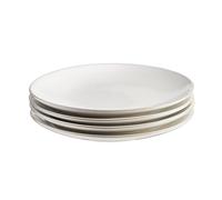 Set of 4 Nordic Dinner Plates Ceramic Stoneware Dinnerware Dishwasher Safe White