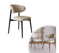 Set of 4 Nordic Solid Wood Dining Chairs Ergonomic Padded Cushion Chairs Modern Curved Backrest Design for Dining & Study Comfortable Reading Chair (F 2PCS)
