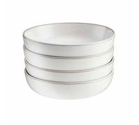 Cooks Professional Set of 4 Nordic Pasta Bowls with Reactive Glaze | 20cm Large Modern Stylish Ceramic Stoneware Salad Bowls | Microwave, Dishwasher, Oven & Freezer Safe Dinnerware | White