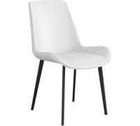 Set of 4 Nordic Style Dining Chairs Faux Leather Carbon Steel Legs Armless Indoor Dining Chairs for Kitchen and Living Room (Wit)