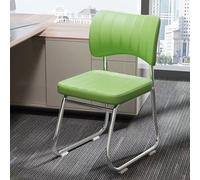 Set of 4 Office Guest Chair No Wheels, Leather Reception Chairs Mid Back Waiting Room Chairs with Sled Base, Conference Chairs for Desk Meeting Conference Area (Set of 4, Green)