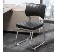Set of 4 Office Guest Chair No Wheels, Leather Reception Chairs Mid Back Waiting Room Chairs with Sled Base, Conference Chairs for Desk Meeting Conference Area (Set of 4, Black)