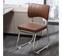 Set of 4 Office Guest Chair No Wheels, Leather Reception Chairs Mid Back Waiting Room Chairs with Sled Base, Conference Chairs for Desk Meeting Conference Area (Set of 4, Brown)