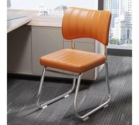 Set of 4 Office Guest Chair No Wheels, Leather Reception Chairs Mid Back Waiting Room Chairs with Sled Base, Conference Chairs for Desk Meeting Conference Area (Set of 4, Orange)