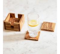 Set of 4 Olive Wood Square Coasters | Kora