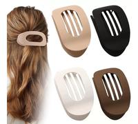 Set of 4 Opaque Oval Snorkel Clips, 9.5 cm Oval Shape in Coffee Colours (Matt White, Matte Black, Light Brown, Dark Brown) - Flat Hair Clips for Modern Hairstyles