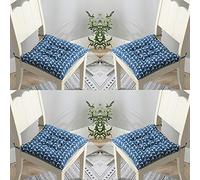 Set of 4 or 2 Chair Pads 40x40 cm Cotton Linen Seat Cushions with Ties Dining Chair Cushions, for Kitchen Living Room Patio Garden Indoor Outdoor Chair Pads,11,4Pcs