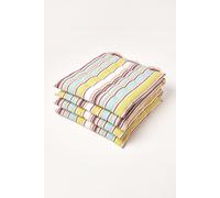 Set of 4 Osaka Green Stripe Seat Pad with Button Straps, 40 x 40 cm Homescapes Green 40cm x 40cm
