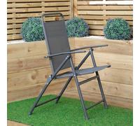 Set of 4 Outdoor Multi-Position Textoline Garden Chairs in Grey