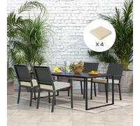 Outsunny Set of 4 Outdoor Seat Cushions - Beige, Cream