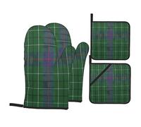 Set of 4 Oven Mitts Pot Holders Scots Style Clan Plaid Oven Mittens and