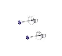 Set of 4 pairs of solid 925 Sterling Silver cubic Zerconia 2mm ear studs 4 Different Colour Jewel