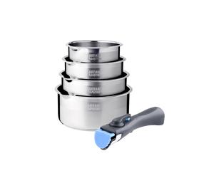 Set of 4 Pans and A Handle Inox