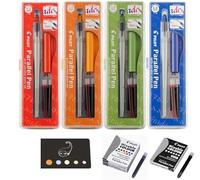 Set of 4 Parallel Pen Cases: 1.5 mm + 2.4 mm + 3.8 mm + 6 mm + 12 Assorted Colours + 6 Black Cartridges + 1 Blumie Adhesive Index