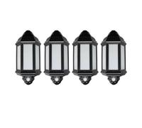 Set of 4 Park - Black LED Half Lanterns with PIR Motion Sensor First Choice Lighting Black One Size