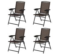 Set of 4 Patio Folding Chairs Garden Deck Lounge Armchairs Adjustable