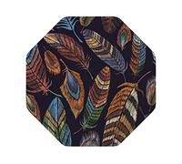 Set Of 4 Peacock Feather Print Leather Coasters Set,Cup Mat Pad For Home And Kitchen