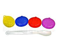 Pet Touch 4 x PET FOOD CAN COVERS CAT DOG REUSABLE PLASTIC LID COVER WITH FREE SPOON/FORK
