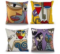 Set of 4 Picasso Cushion Cover 45x45cm Vintage Abstract Pattern printing Plush Decorative Cushion Covers for Modern Sofas Bedroom Office-45 x 45 cm_style-1