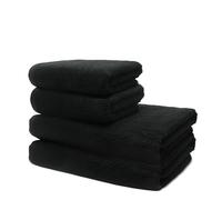 Set of 4 Pieces Bath Towels - 2 Bath Towels 70x140cm + 2 Hand Towels 50x100cm - Premium 100% Turkish Cotton Towel - 500 GSM - Very Soft & Absorbent - Oeko-TEX Certified - Ôhm - Black
