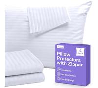 Set of 4 Pillow Protectors with Zipper King Size - 100% Resistant to Stains, Dust & Dirt - Washable Covers for Increased Pillow Lifespan