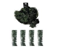 Set Of 4 Pine Green Christmas Tinsel Garland 2.7M Pine Green Shiny Christmas Tree Tinsel