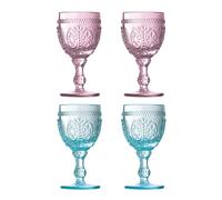 Set of 4 Pink/Blue Wine Glasses Multi-Coloured