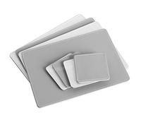 Set of 4 Placemats & 4 Coasters - Metallic Silver & Matt Grey Faux Leather
