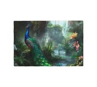 Set Of 4 Placemats Set Peacock Print Heat Resistant Placemat Washable Table Placemats For Decoration Kitchens 30X45cm