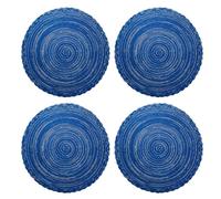Set of 4 Placemats Washable Round, Round Placemats Blue Woven, Dirt-repellent, Heat-resistant Dinner Table Mats Set for Kitchen, Home, Bar, Restaurant, Weddings, Events,Christmas 13.78 inches (Blue)