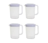 Set of 4 plastic Fridge Jugs 1.5L Slimline Whitefurze Easy Pour Water Milk Squash Jug