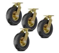 Set of 4 Pneumatic Casters, 10-Inch Rolling Wheels, 360° Rotatable Design, Heavy-Duty Low Gravity Plate Casters for Smooth Mobility - Perfect for Furniture and Equipment