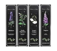Set of 4 Poisonous Plants Incense Stick Packs - Botanical-Inspired Scents with Gothic Plant Designs, Ideal for Creating Mystical Atmospheres and Unique Home Décor