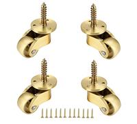 Set Of 4 Polished Brass Furniture Casters Vintage 360° Swivel Wheels Heavy Duty 150Kg Load Capacity Ideal For Repair Replacement Or Modernizing Table Legs-Gold-22mm/0.87in