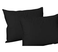 Set of 4 poly Cotton pillowcases-Housewife Plain Dyed Polycotton pillowcases-Easy Iron Poly Cotton Standard Pillow Covers-Standard Size 50 x 75 Cm Envelope Closure Soft Pillowcases (Black)