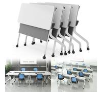 Set of 4 Portable Foldable Conference Tables on WheelsModern Office Meeting & Classroom Training Tables for Easy Mobility and SpaceSaving Solutions