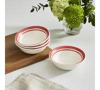 Potter's Stripe Set of 4, 13cm Bowls, Red
