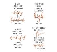 Set of 4 Prints, Wall Art Posters Chanel Quotes, Chanel Wall Art Set, Chanel Print, Chanel Wall Decor, Chanel Wall Print, Chanel Poster Set Rose Gold Wedding Decor Chanel Art (A3 (Print Only))