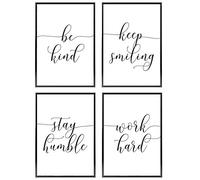 Set of 4 Prints,Wall Art Posters Quotes Be Kind, Work Hard, Stay Humble,Inspirational Print Poster, Motivational Office Wall Art Gift For Home (A1 (Print Only))