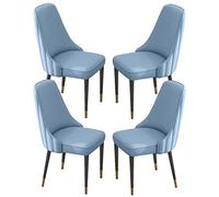Set of 4 PU Leather Dining Chairs - High Back, Padded Soft Seat, Sturdy Iron Legs, Stylish Dream Blue with Black Gold Feet - Perfect for Kitchen and Home Office
