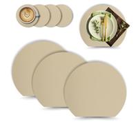 Set of 4 PU Leather Placemats + 4 Round Coasters Washable Non-Slip Heat Resistant Modern Curved Shape Design for Kitchen Dining Table