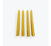 Set of 4 Pure Yellow Beeswax Taper Candles 19.5cm High- 100% Natural, Sustainably Made in Wales, Unscented, Clean Burning, Cotton Wick - Perfect for Dinner, Weddings, Home Decor & Gifts - Mêl Llŷn