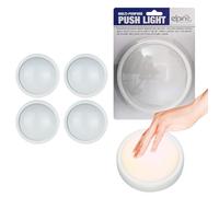 Set of 4 Push Lights Indoor - Multipurpose Indoor Home Torch Easy Install Bedroom Round | For Dressing room, Storeroom, Work, Shop, On and Off Switch | AA Battery Operated Light - 4 Pack