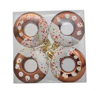 Set of 4 PVC Candy Donuts Ornaments Fun Hanging Decorations For All Holiday Occasions (Coffee)