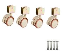 Set of 4 Quiet Swivel Rubber Casters with Brakes - 22mm U-Shaped Office Chair Wheel, Heavy Duty Load 60kg for Carts & Cribs, Smooth Mobility & Noise-Free
