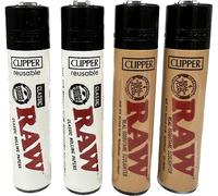 Set of 4 Raw Clipper Lighters, Regular Size Gas Refillable Lighter, Clipper Lighters Set, Clipper Lighter, Clipper Lighter Refillable Lighters, clipper lighters standard size (Raw Popular Designs)