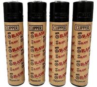 Set of 4 Raw Clipper Lighters, Regular Size Gas Refillable Lighter, Refillable Lighters, clipper lighters standard size (Raw Popular Designs)