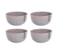 Set of 4 Reactive Glaze Stoneware Food Bowls Blue Green Grey Dinnerware Set