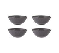 Set of 4 Reactive Linear Cereal Bowls black