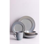 Set of 4 Reactive Linear Dinner Plates Grey